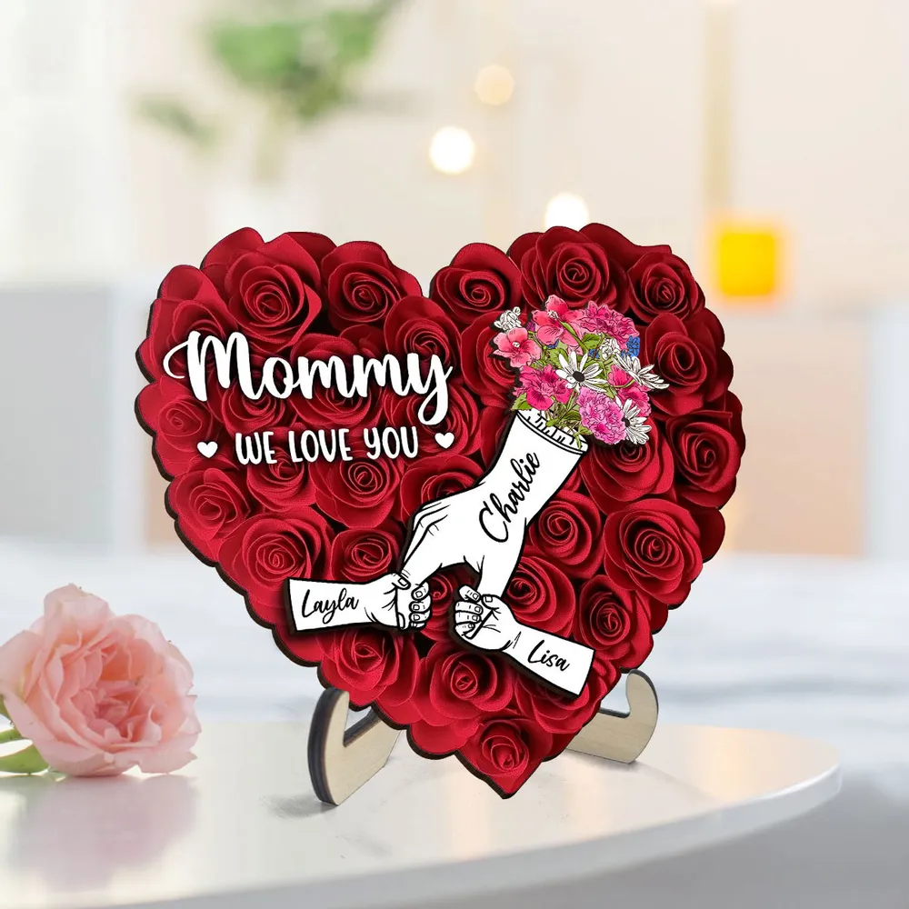 Personalized Wooden Plaque with Hands Design for Mother's Day Gift - Image 2