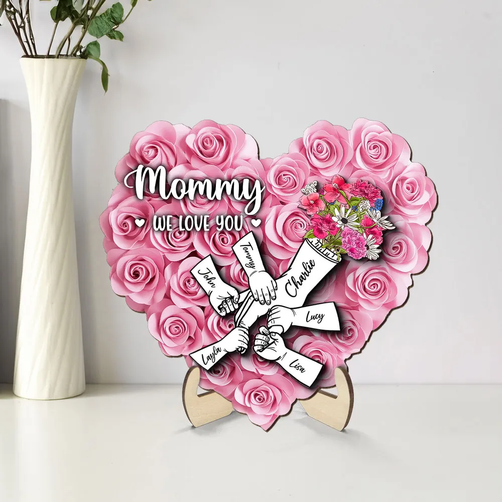 Personalized Wooden Plaque with Hands Design for Mother's Day Gift - Image 3