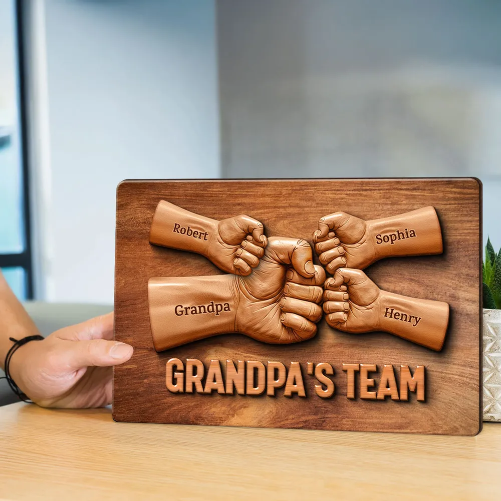 Dad's Team 2-Layer Wooden Plaque with Customizable Names for Father and Kids – Unique Gift for Father's Day - Image 9