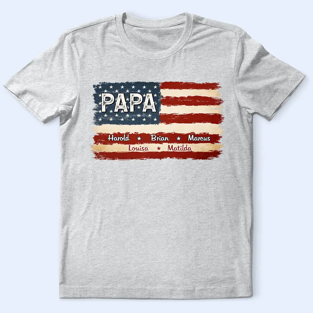 Men's USA Flag T-Shirt with Kids' Names - Personalized Gift - Image 2