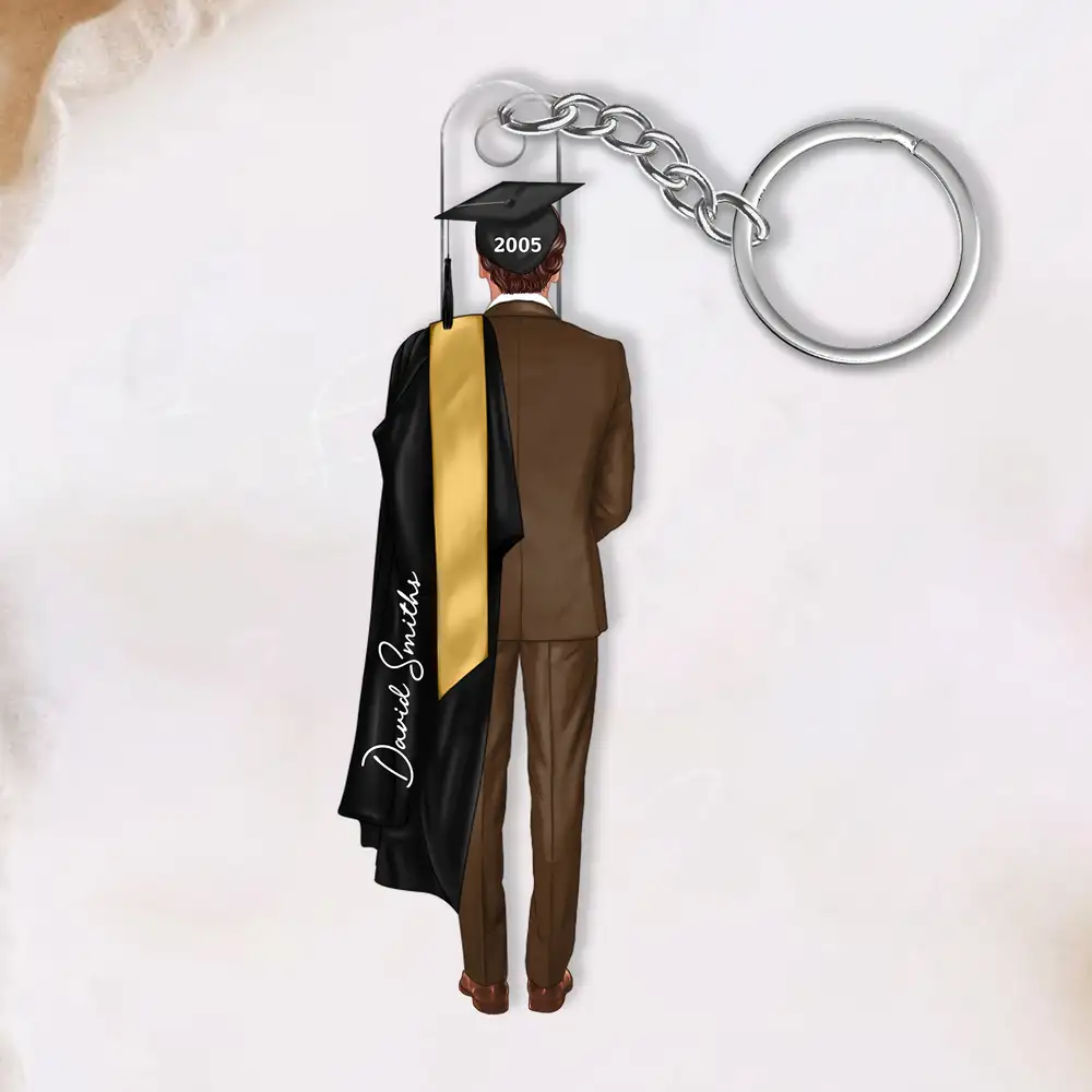 Custom Graduation Keychain with Name & Graduate Figure - Image 3