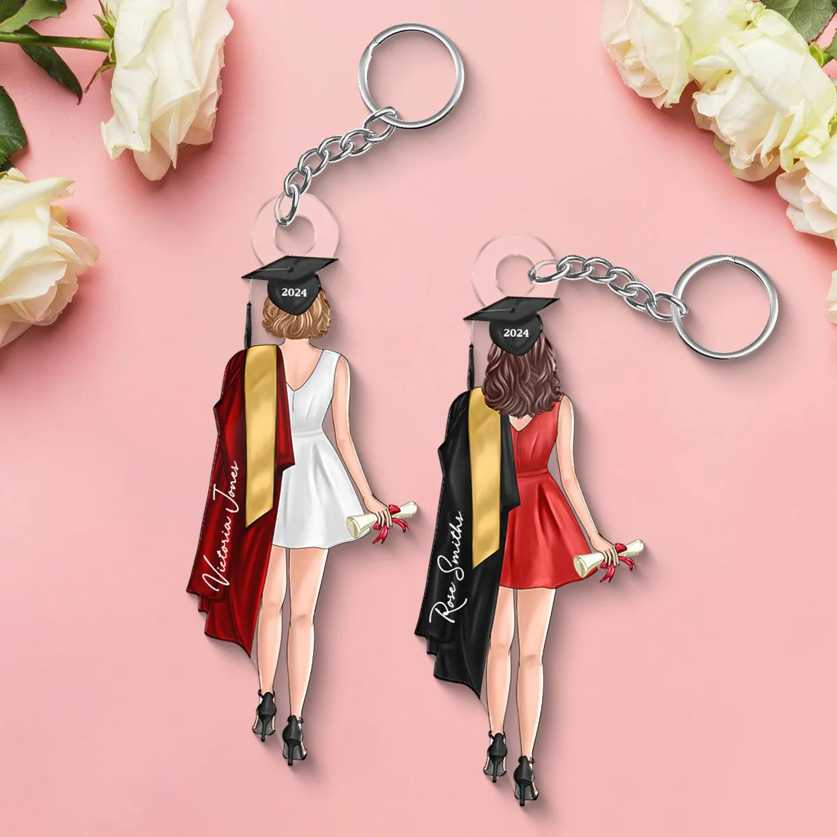 Custom Graduation Keychain with Name & Graduate Figure - Image 6