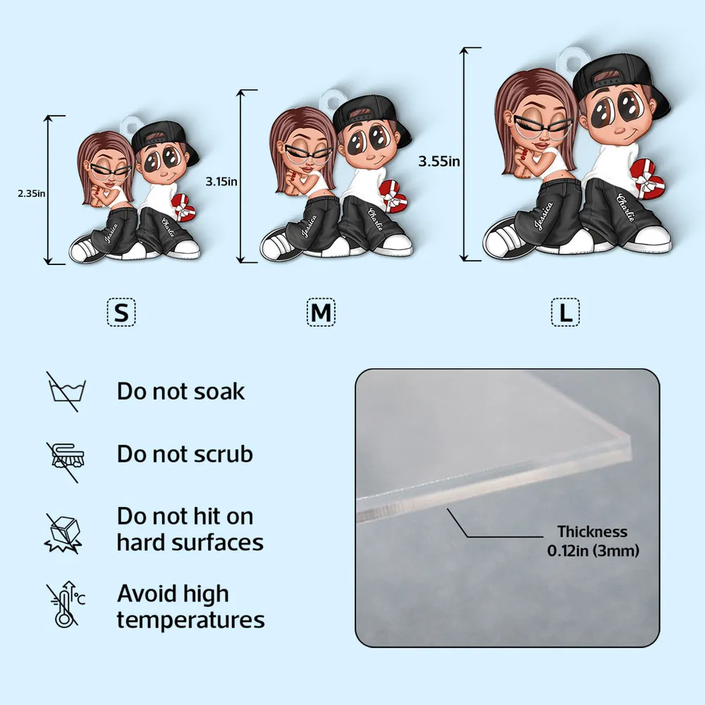 Personalized Y2K Cartoon Lovers Acrylic Keychain, Unique Anniversary Gift for Couples - Image 10
