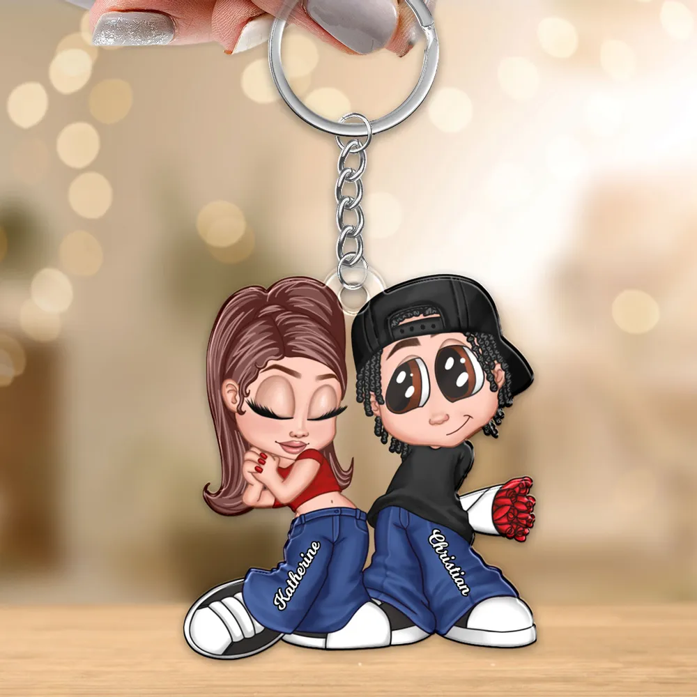 Personalized Y2K Cartoon Lovers Acrylic Keychain, Unique Anniversary Gift for Couples - Image 5