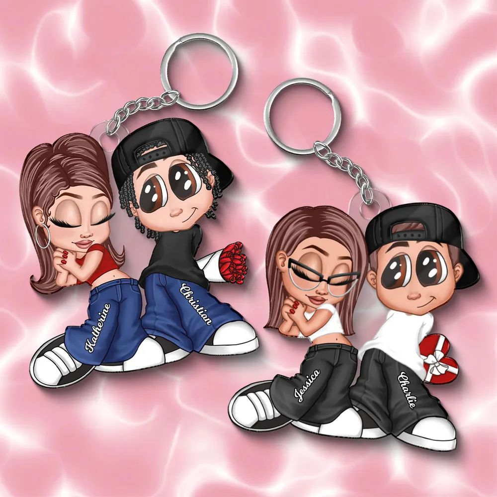 Personalized Y2K Cartoon Lovers Acrylic Keychain, Unique Anniversary Gift for Couples - Image 7