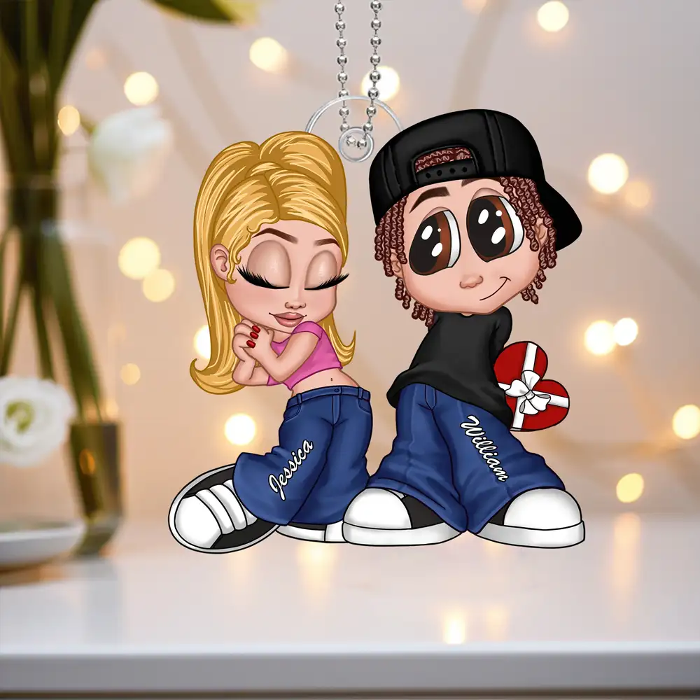 Personalized Y2K Cartoon Lovers Acrylic Keychain, Unique Anniversary Gift for Couples - Image 8