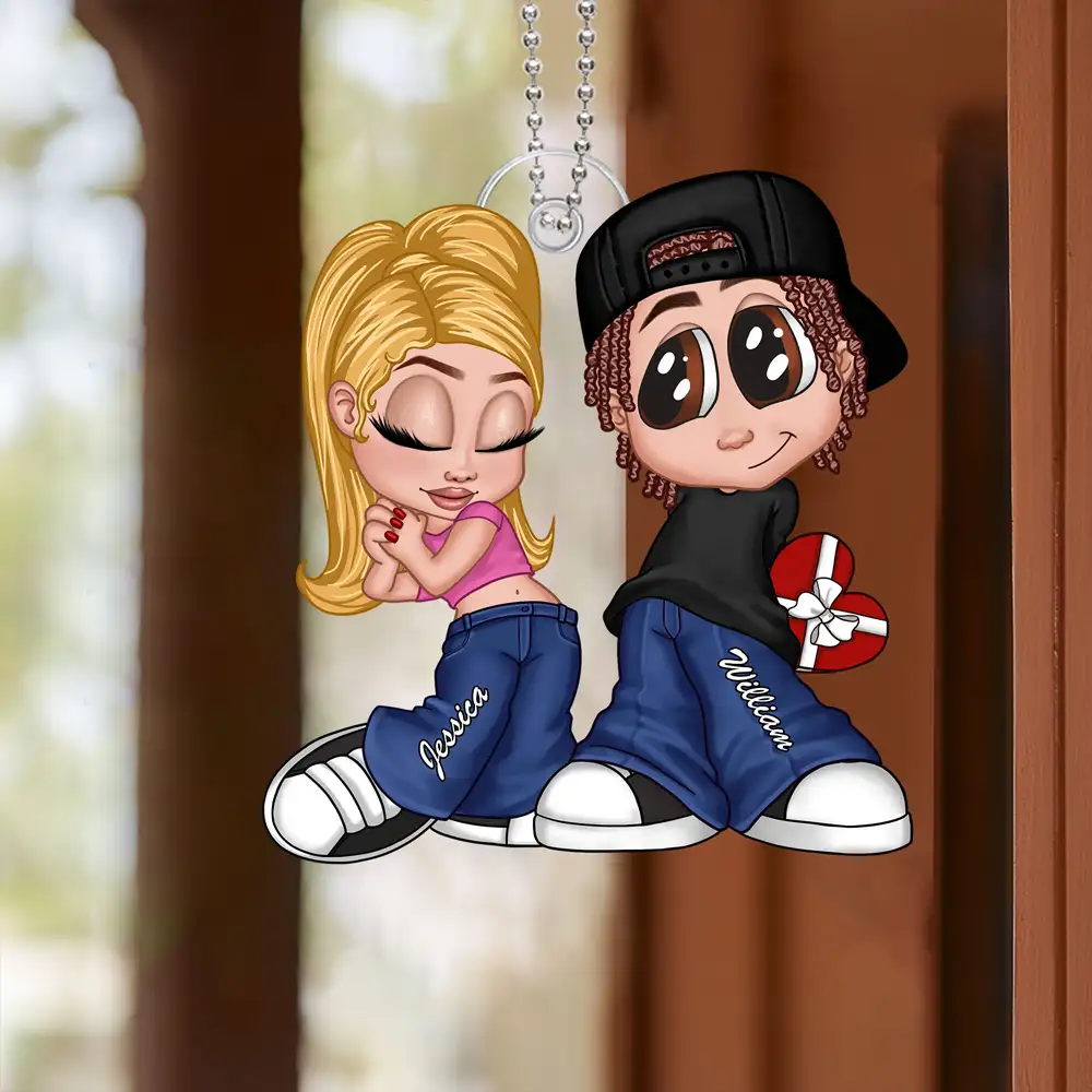 Personalized Y2K Cartoon Lovers Acrylic Keychain, Unique Anniversary Gift for Couples - Image 9