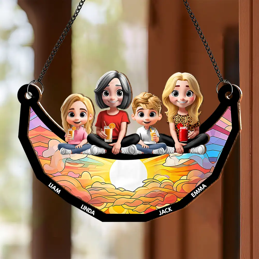 Customized Family Bond Ornament – Personalized Wood and Acrylic Swing Design for Mother’s Day