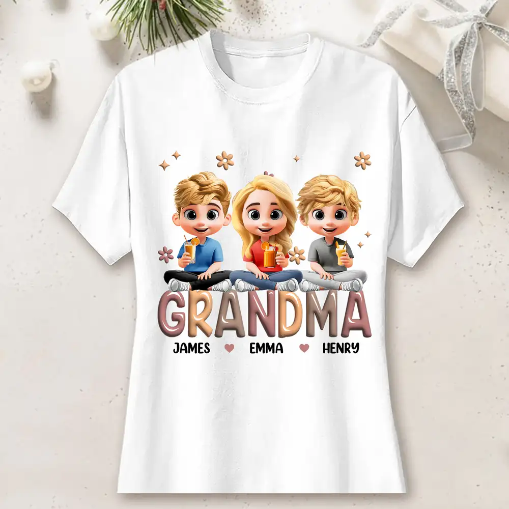 Personalized Family T-Shirt for Grandma with Children's Names