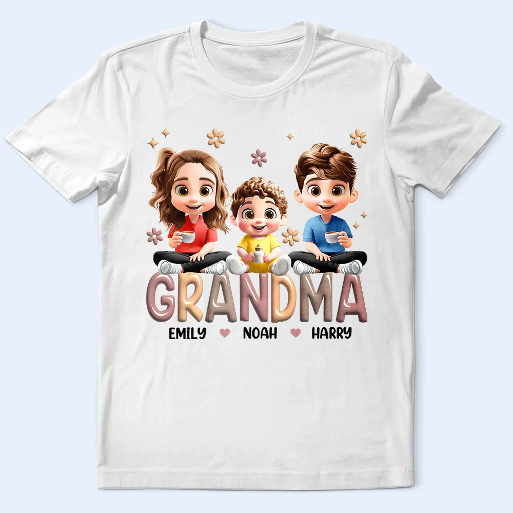 Personalized Family T-Shirt for Grandma with Children's Names - Image 4