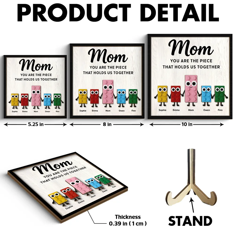 Mom You Are The Piece That Holds Us Together – Personalized 2-Layer Wooden Plaque Gift for Mom or Grandma - Image 4