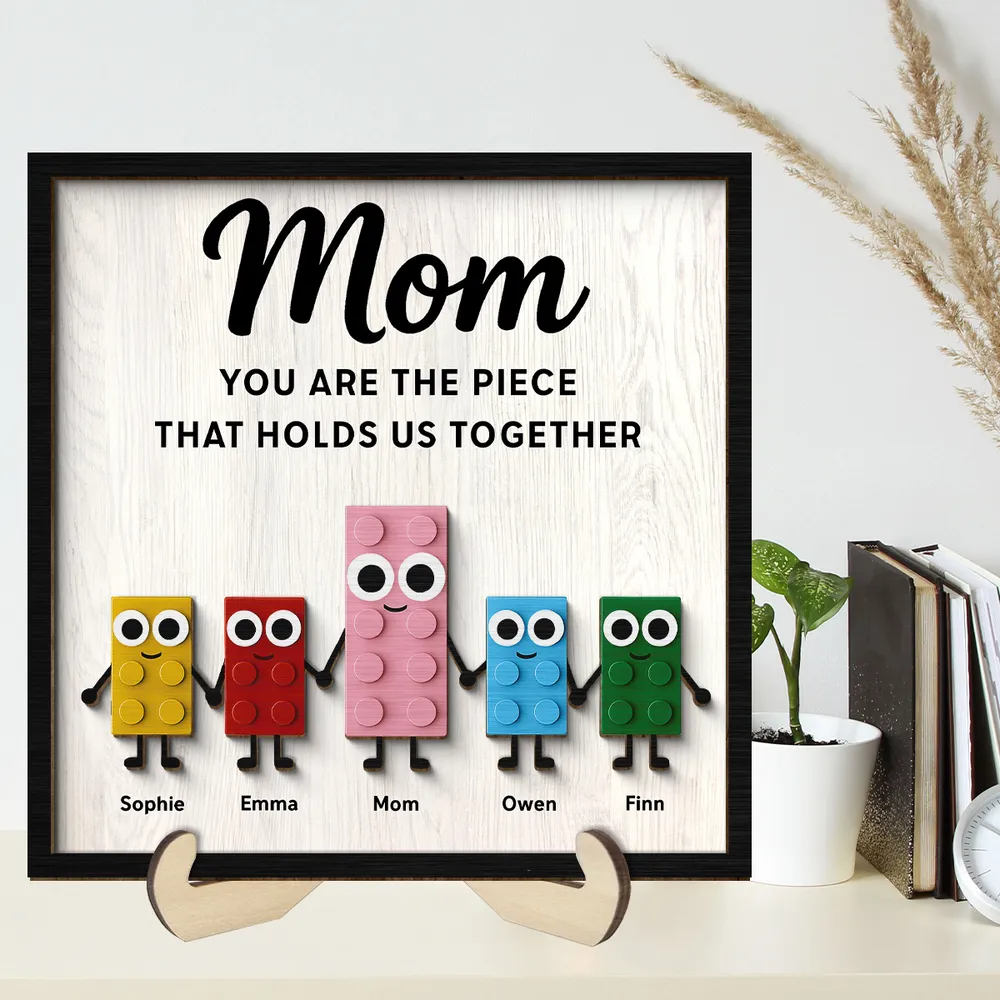 Mom You Are The Piece That Holds Us Together – Personalized 2-Layer Wooden Plaque Gift for Mom or Grandma - Image 7