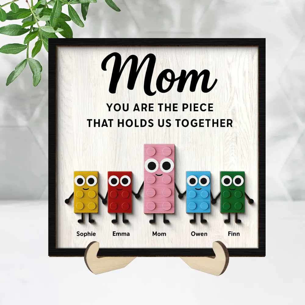 Mom You Are The Piece That Holds Us Together – Personalized 2-Layer Wooden Plaque Gift for Mom or Grandma - Image 8
