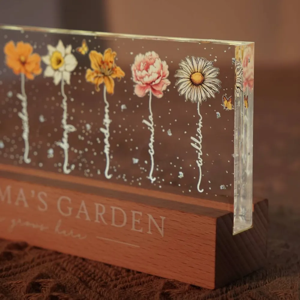 Personalized LED Plaque with Grandkids' Names & Birth Month Flowers - Image 12