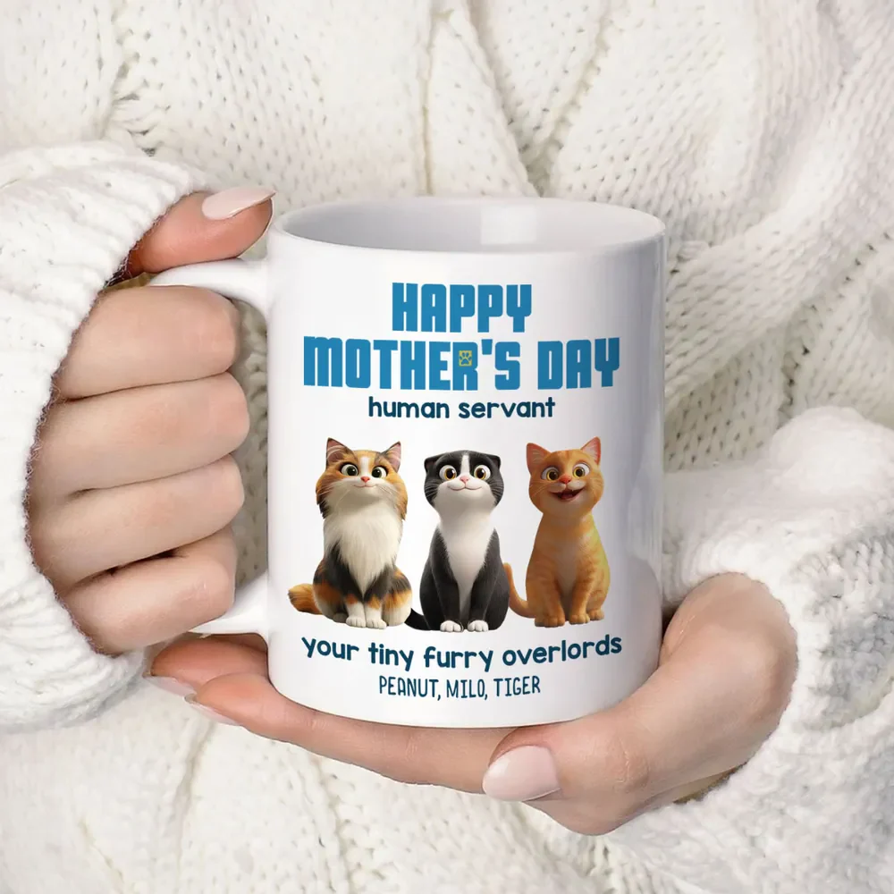 Customizable Cat Mom Mug – ‘Happy Mother’s Day’ Ceramic Mug with Pet Names - Image 5