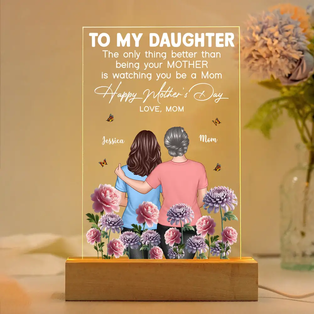 Custom LED Light Plaque with Birth Month Flowers - Mother's Day Gift