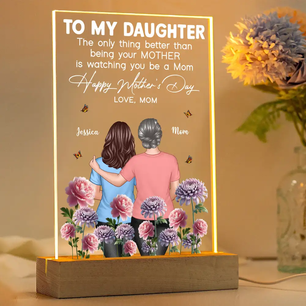 Custom LED Light Plaque with Birth Month Flowers - Mother's Day Gift - Image 2