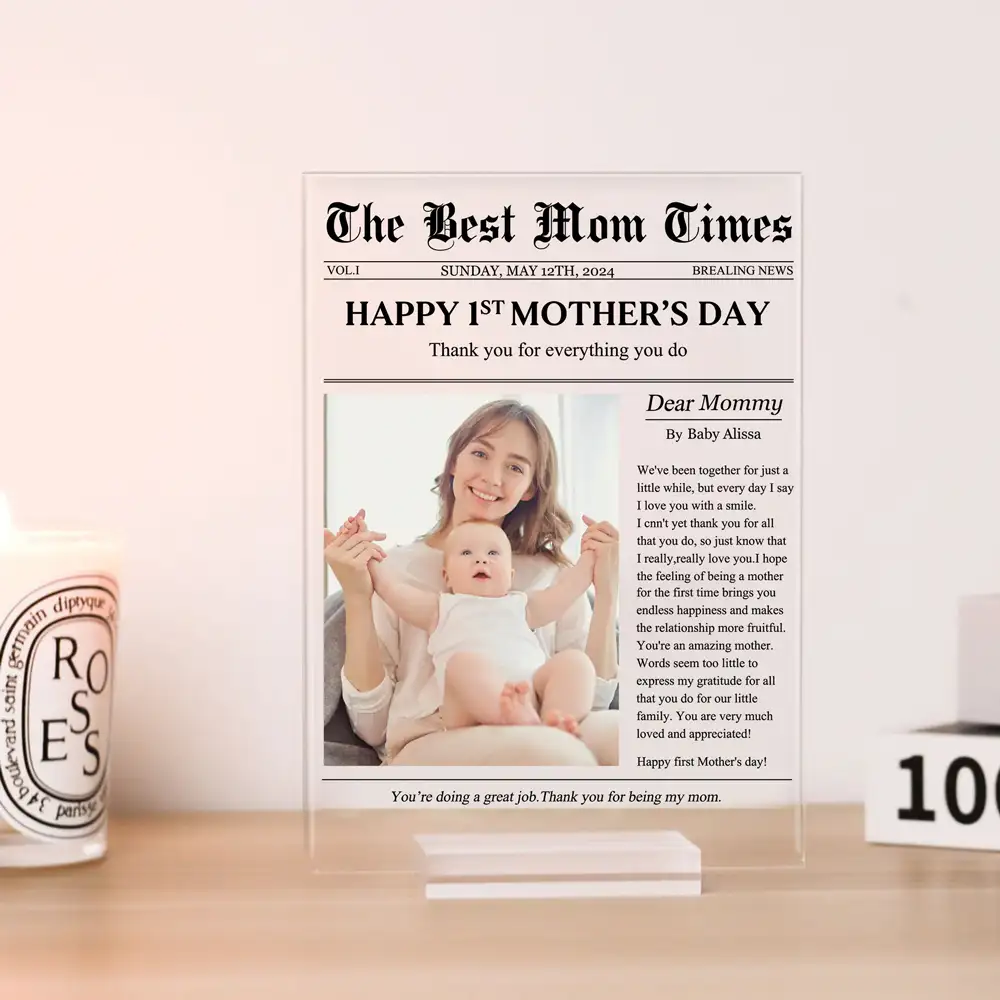 Personalized Acrylic Plaque Gift with Thank-You Letter for Mom