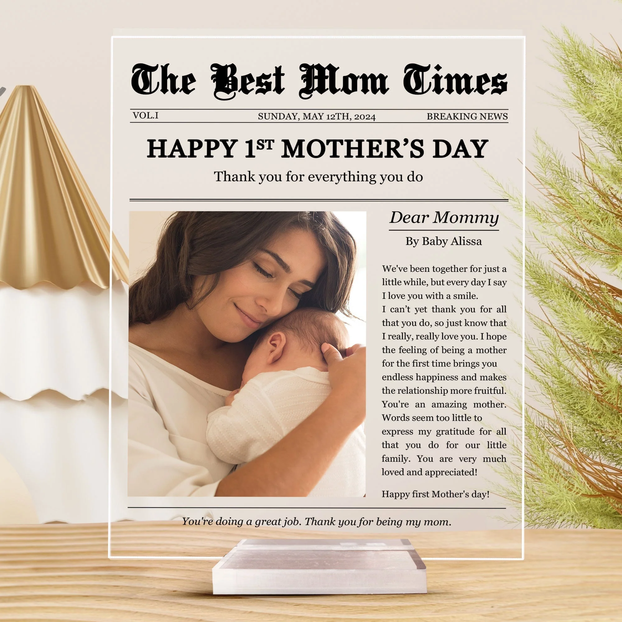 Personalized Acrylic Plaque Gift with Thank-You Letter for Mom - Image 4