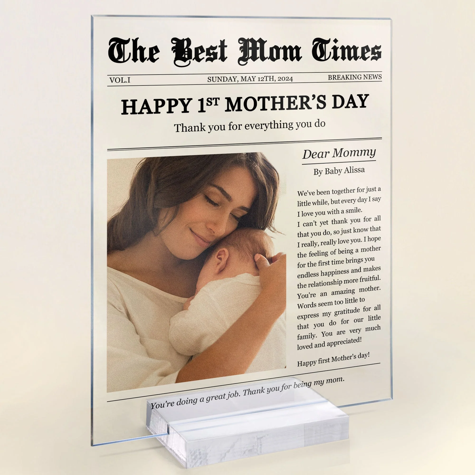 Personalized Acrylic Plaque Gift with Thank-You Letter for Mom - Image 8