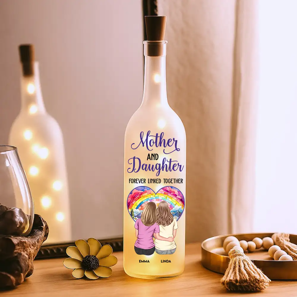 Personalized Bottle Lamp – "Mother and Daughters Forever Linked Together" Custom Light for Mom - Image 6