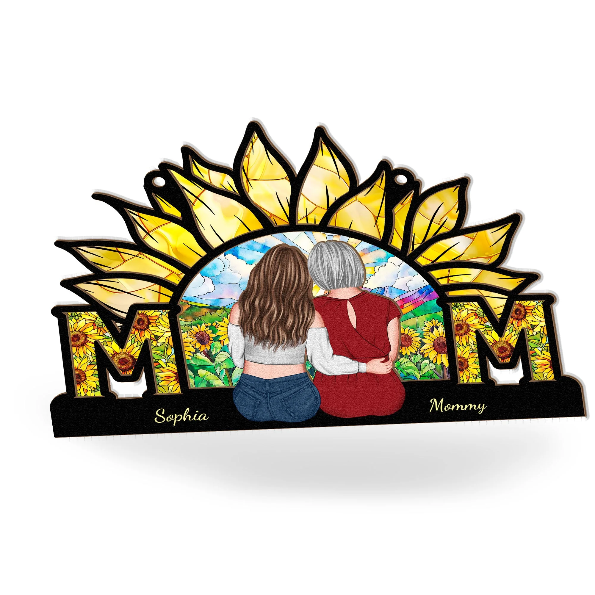 Sunflower MOM Personalized Ornament - Wood & Acrylic Gift - Image 5
