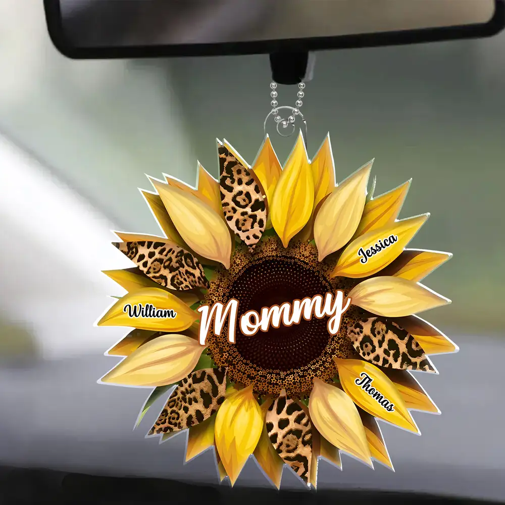 Personalized Sunflower Acrylic Car Hanger for Mom – Mother's Day Gift