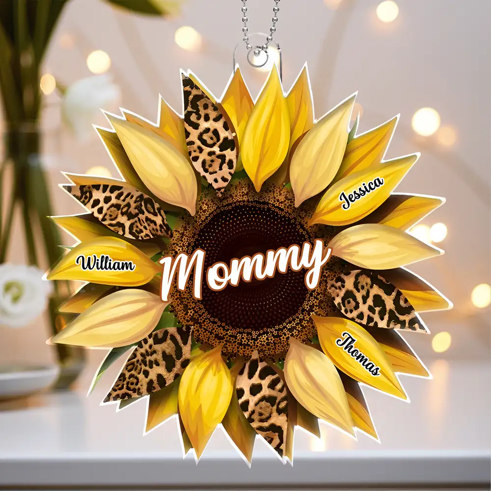 Personalized Sunflower Acrylic Car Hanger for Mom – Mother's Day Gift - Image 2