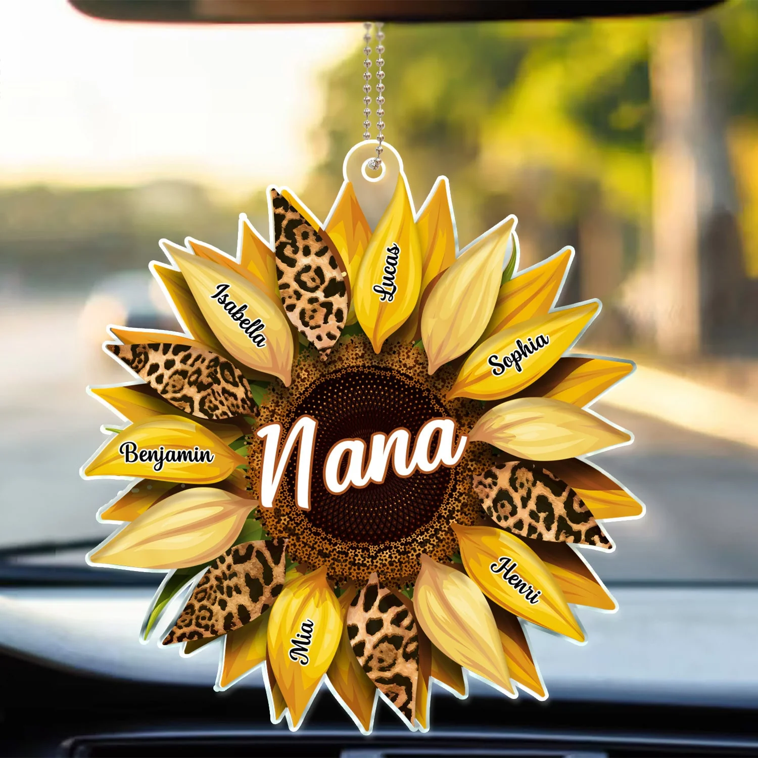 Personalized Sunflower Acrylic Car Hanger for Mom – Mother's Day Gift - Image 3