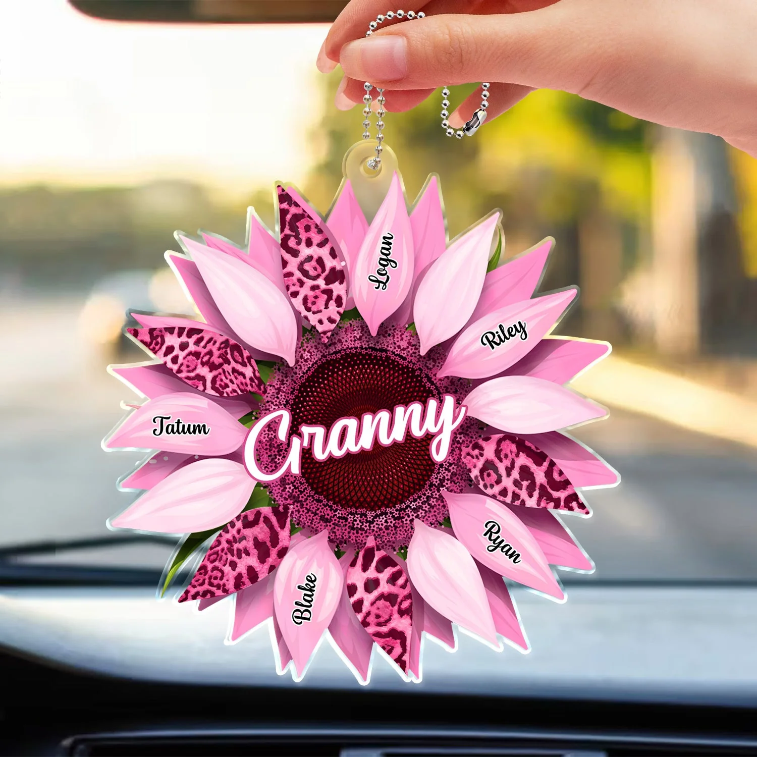 Personalized Sunflower Acrylic Car Hanger for Mom – Mother's Day Gift - Image 5
