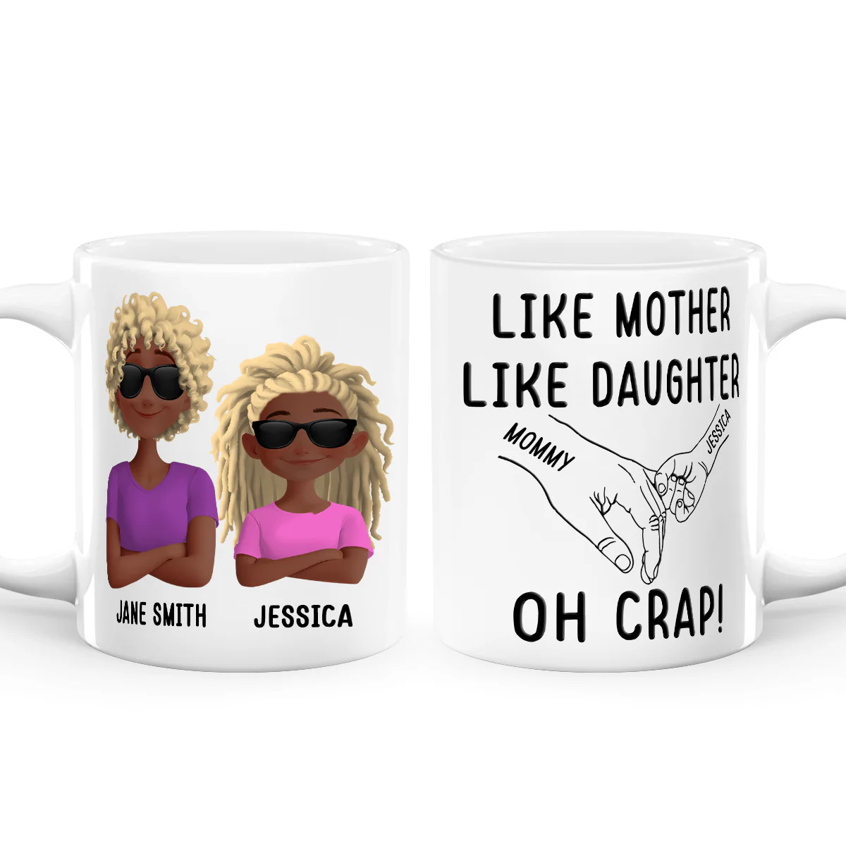 Like Mother Like Children – Customizable Cartoon Cup with Hand Gesture Design – Best Mother's Day Gift - Image 6