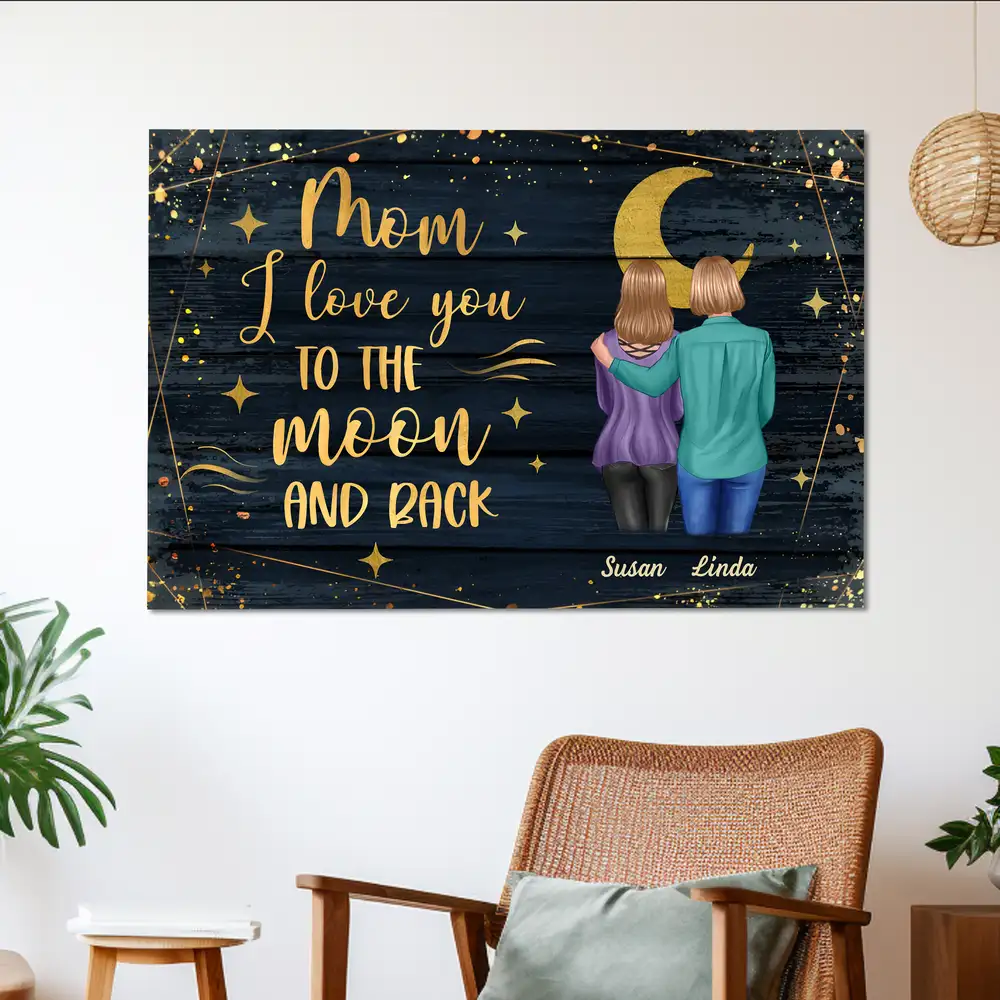 Personalized Poster for Mom – 'I Love You to the Moon and Back' Gift