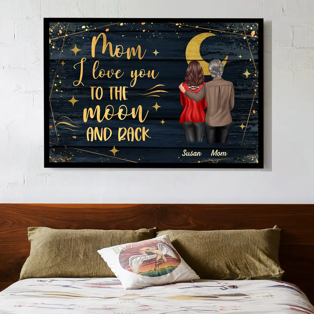 Personalized Poster for Mom – 'I Love You to the Moon and Back' Gift - Image 2