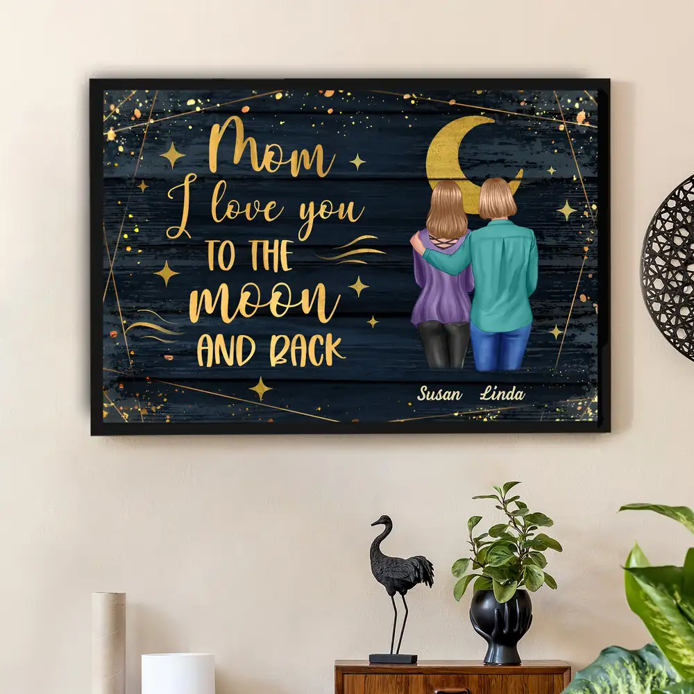 Personalized Poster for Mom – 'I Love You to the Moon and Back' Gift - Image 3