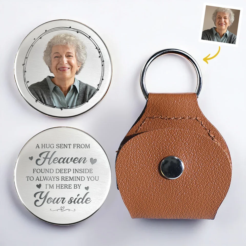 Personalized Leather Pocket Hug – Carry Their Smile, Comforting Memorial Gift - Image 3