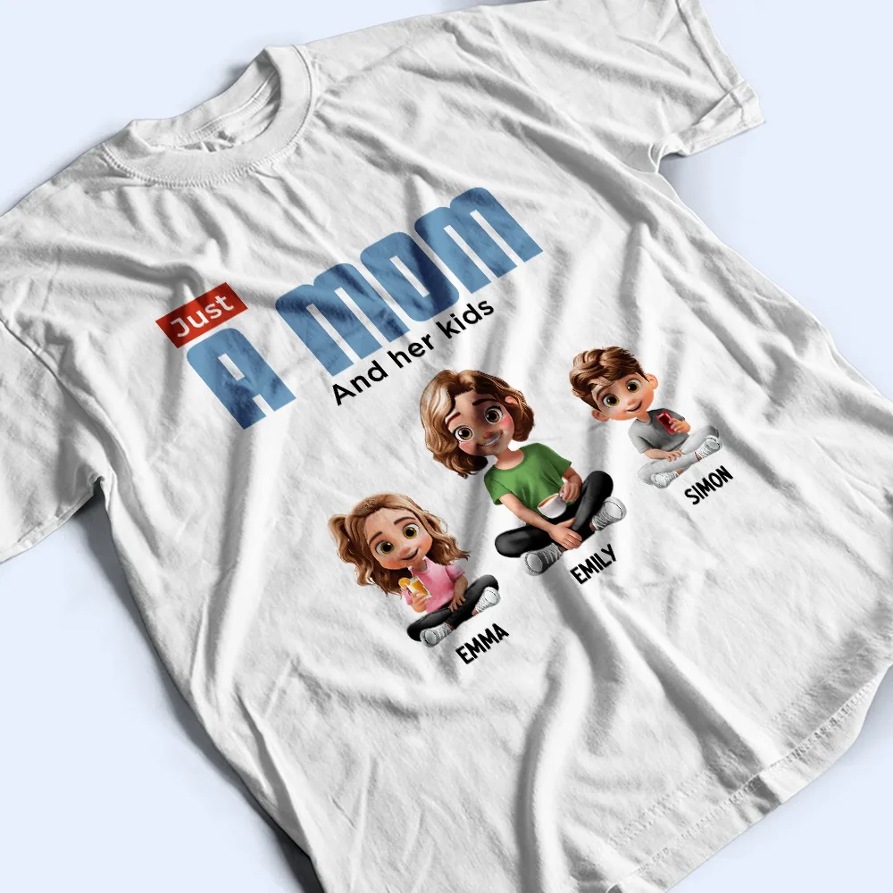 Custom Just a Mom and Her Kids – Cute Sitting Pose – Tee, Sweatshirt, Hoodie – Mother's Day & Birthday Gift - Image 6