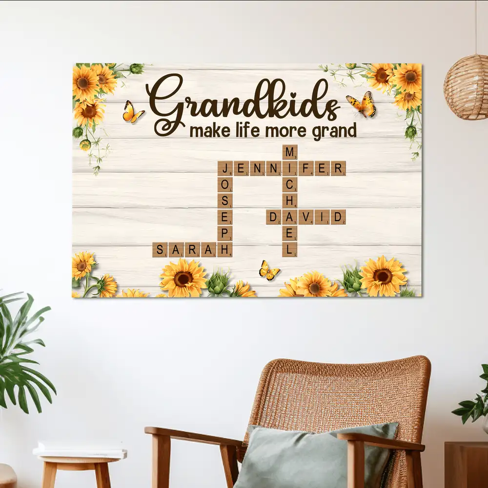 Custom Poster or Canvas with 'Grandkids Make Life More Grand' Design - Image 3