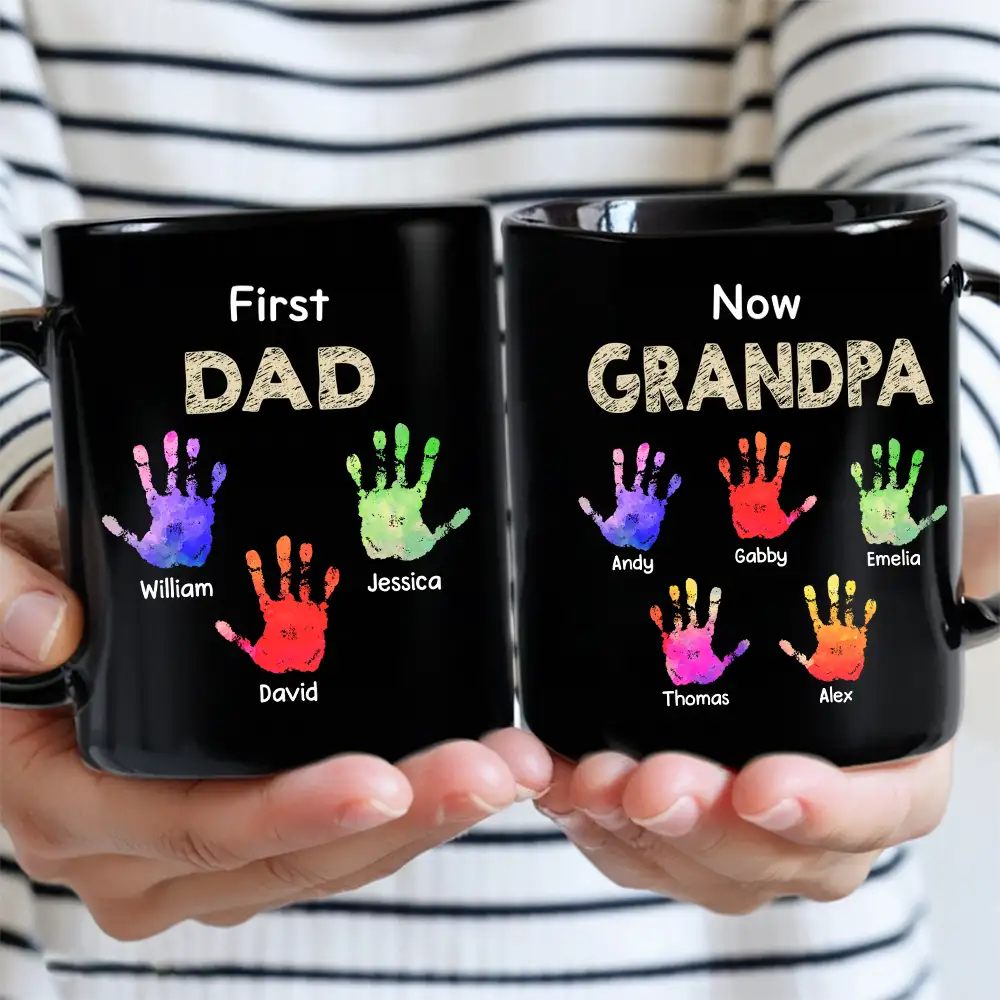 Full‑Color Handprint Mug – “First Dad, Now Grandpa” Favorite Gift for Dad or Grandpa - Image 3