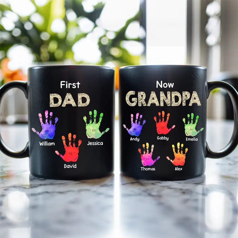 Full‑Color Handprint Mug – “First Dad, Now Grandpa” Favorite Gift for Dad or Grandpa - Image 4