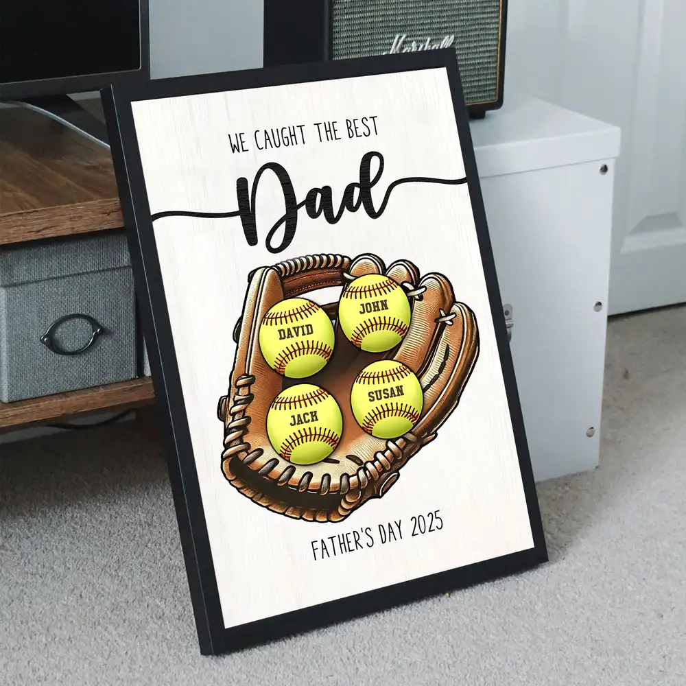Custom Baseball, Softball  Glove & Kids Name 2-Layer Wooden Plaque - Unique Father’s Day Gift for Dad - Image 6