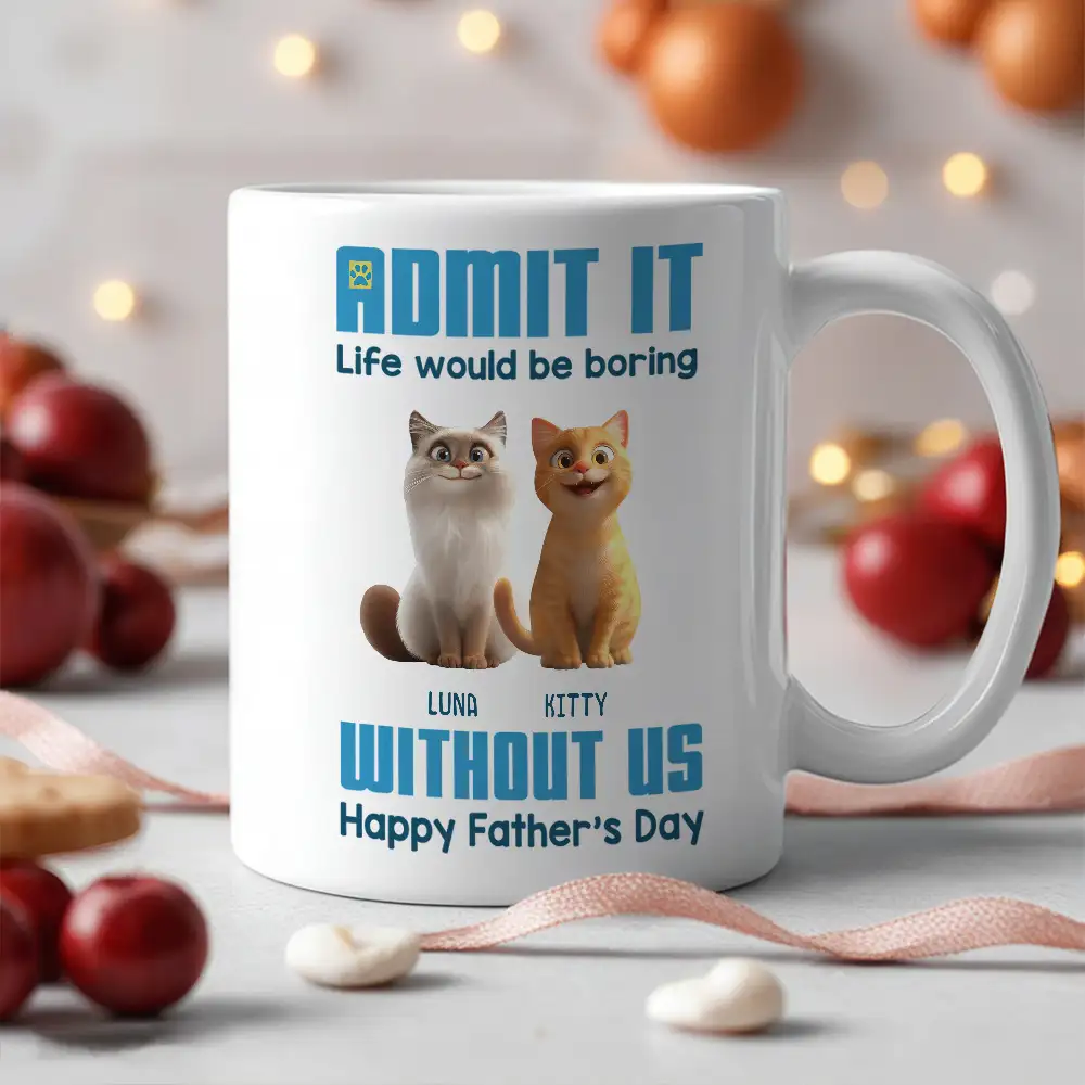 Personalized Cat Dad Mug for Father's Day Gift - Image 3