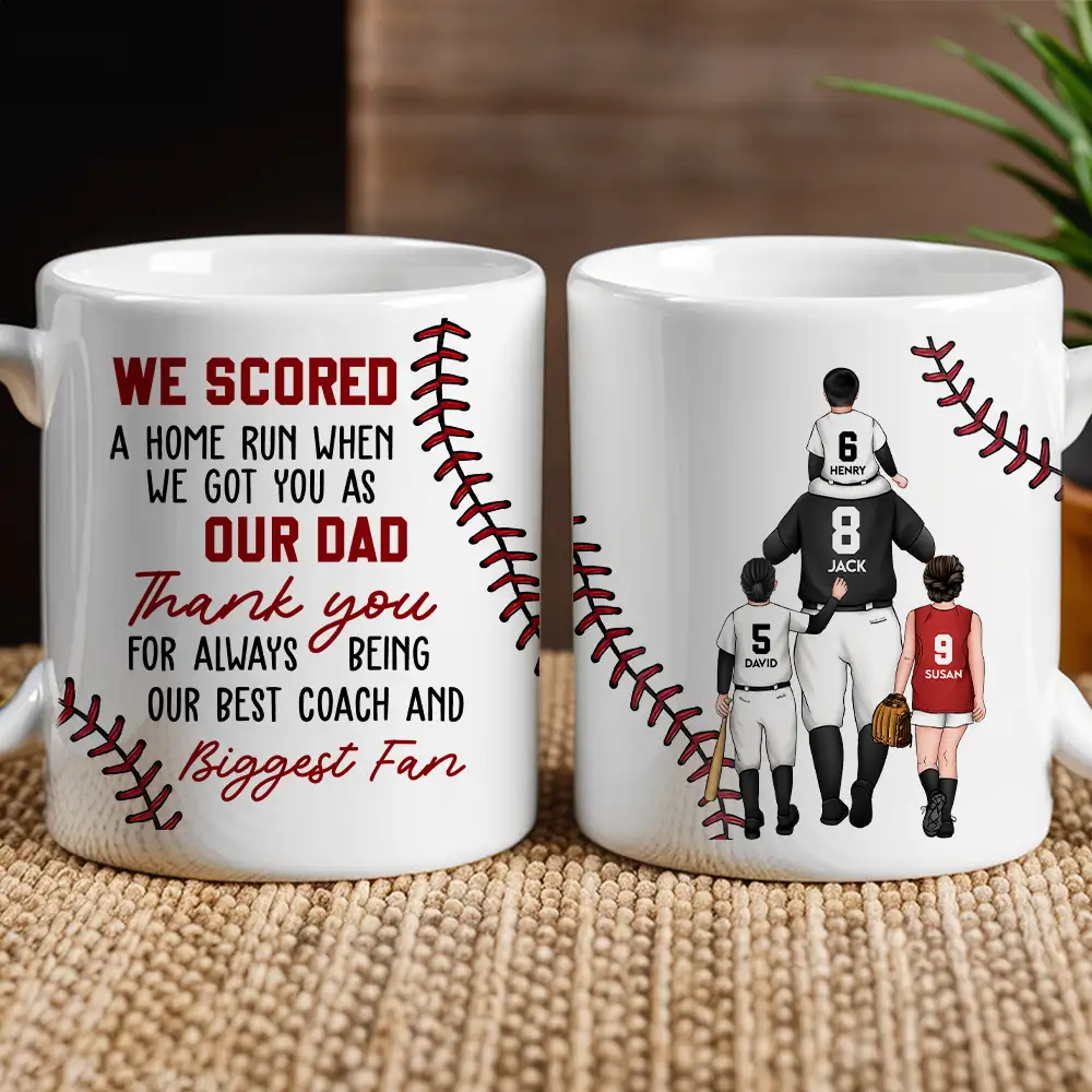 Custom Dad & Kids Mug with Personalized Jersey Number - Image 2