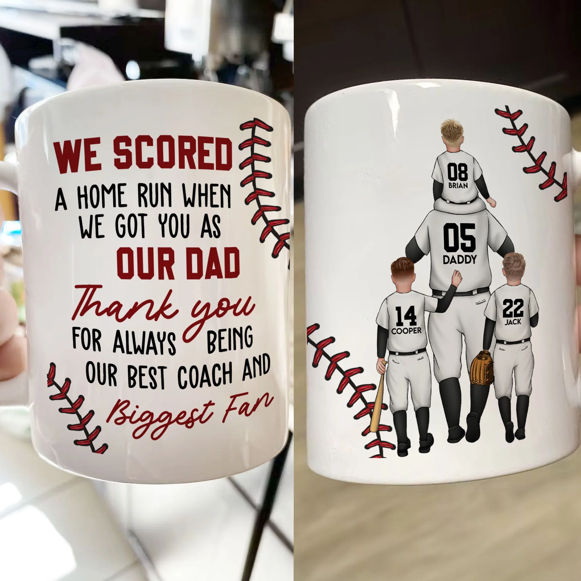 Custom Dad & Kids Mug with Personalized Jersey Number - Image 5