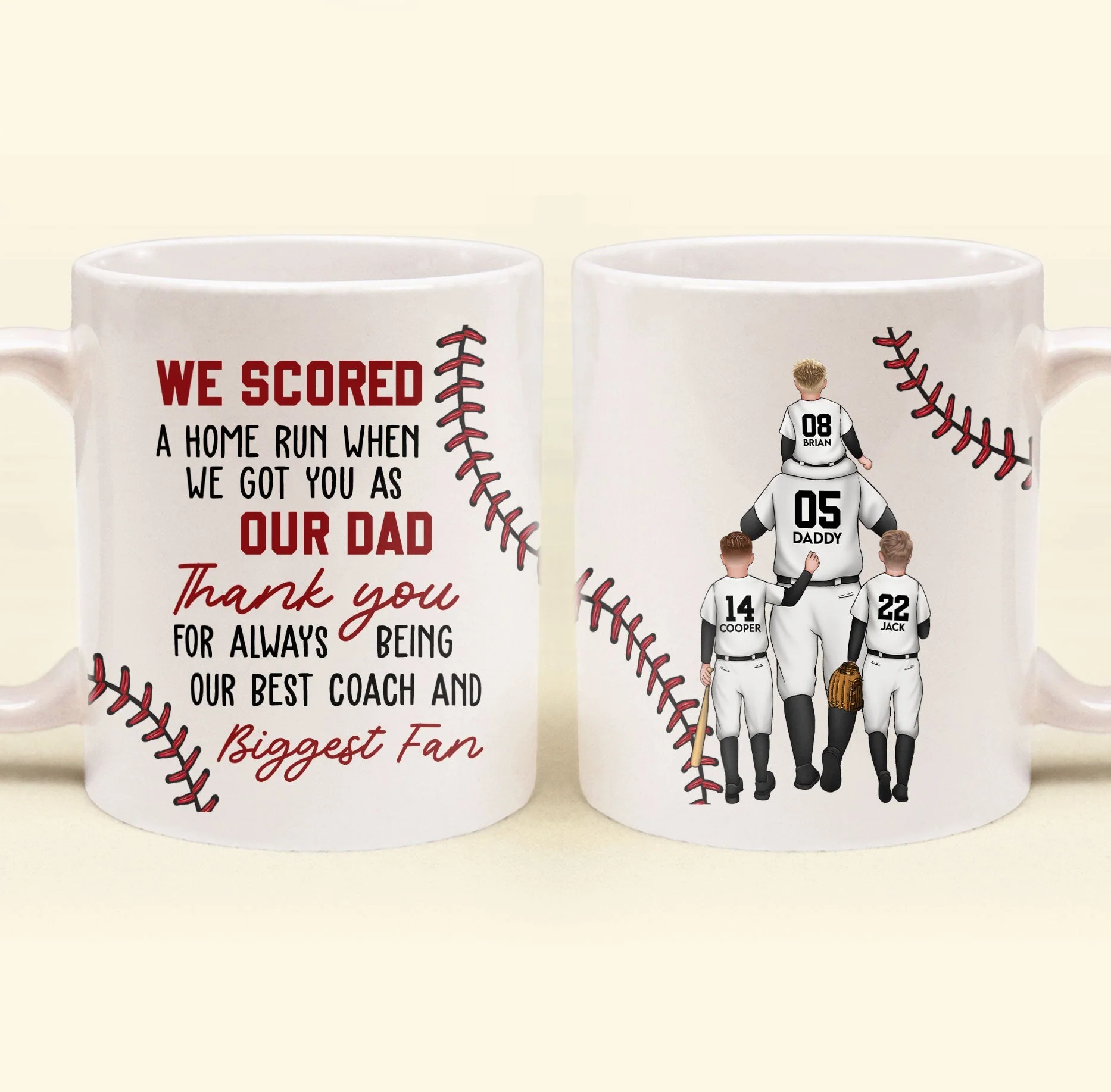 Custom Dad & Kids Mug with Personalized Jersey Number - Image 6