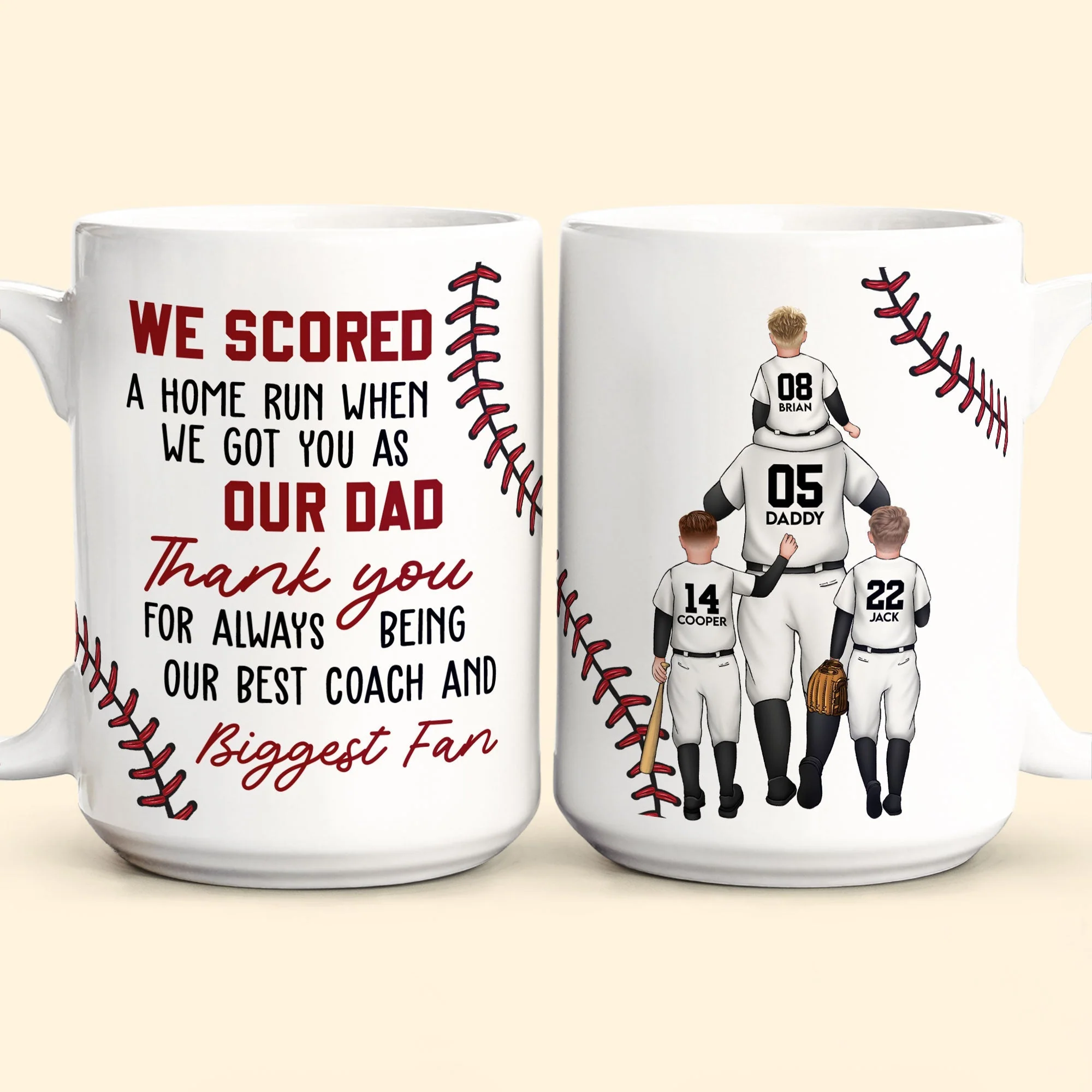 Custom Dad & Kids Mug with Personalized Jersey Number - Image 8