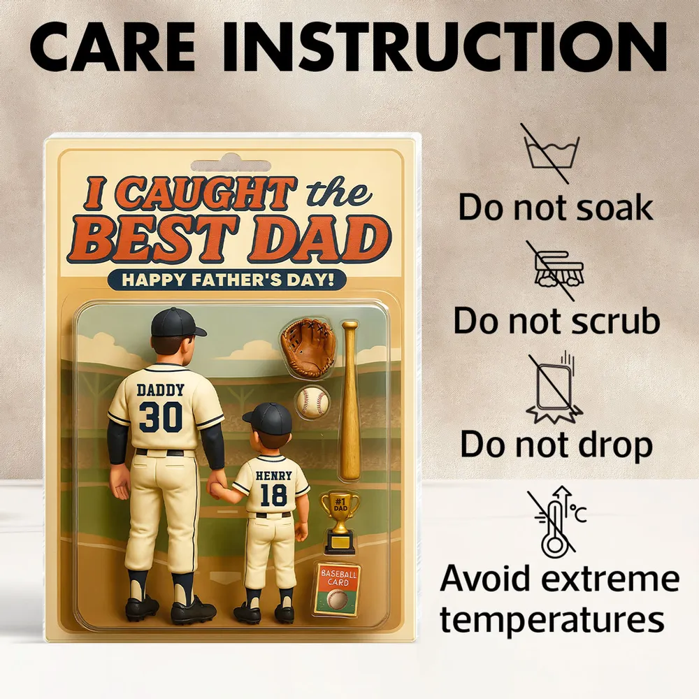 Custom Baseball Action-Figure Style Acrylic Block Plaque – “I Caught the Best Dad” Baseball Father’s Day Gift - Image 13