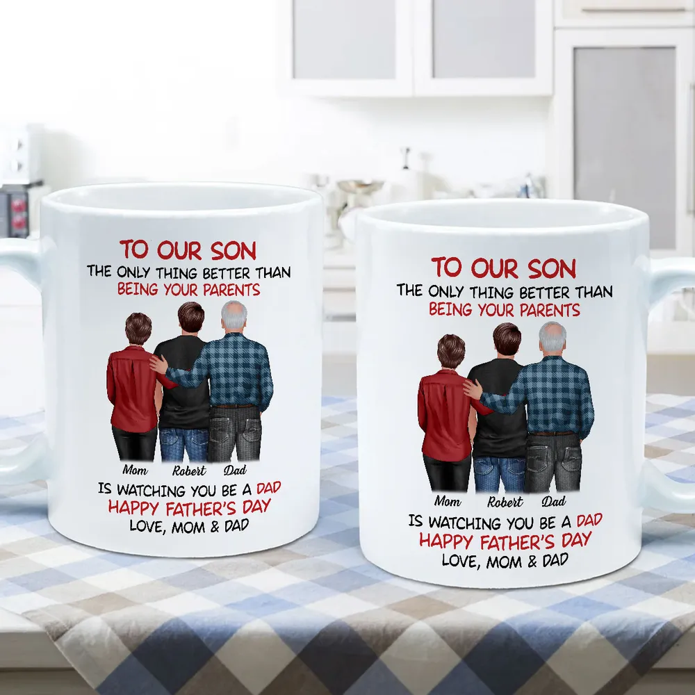 Mom-Dad-Son Back-View Ceramic Cup, Happy Trio Father’s Day Keepsake - Image 5