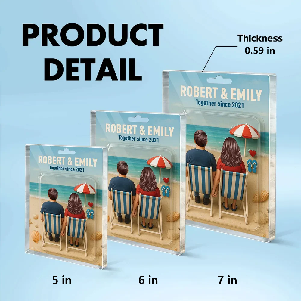 Personalized Acrylic Plaque – Beach Scene Gift for Couples - Image 5