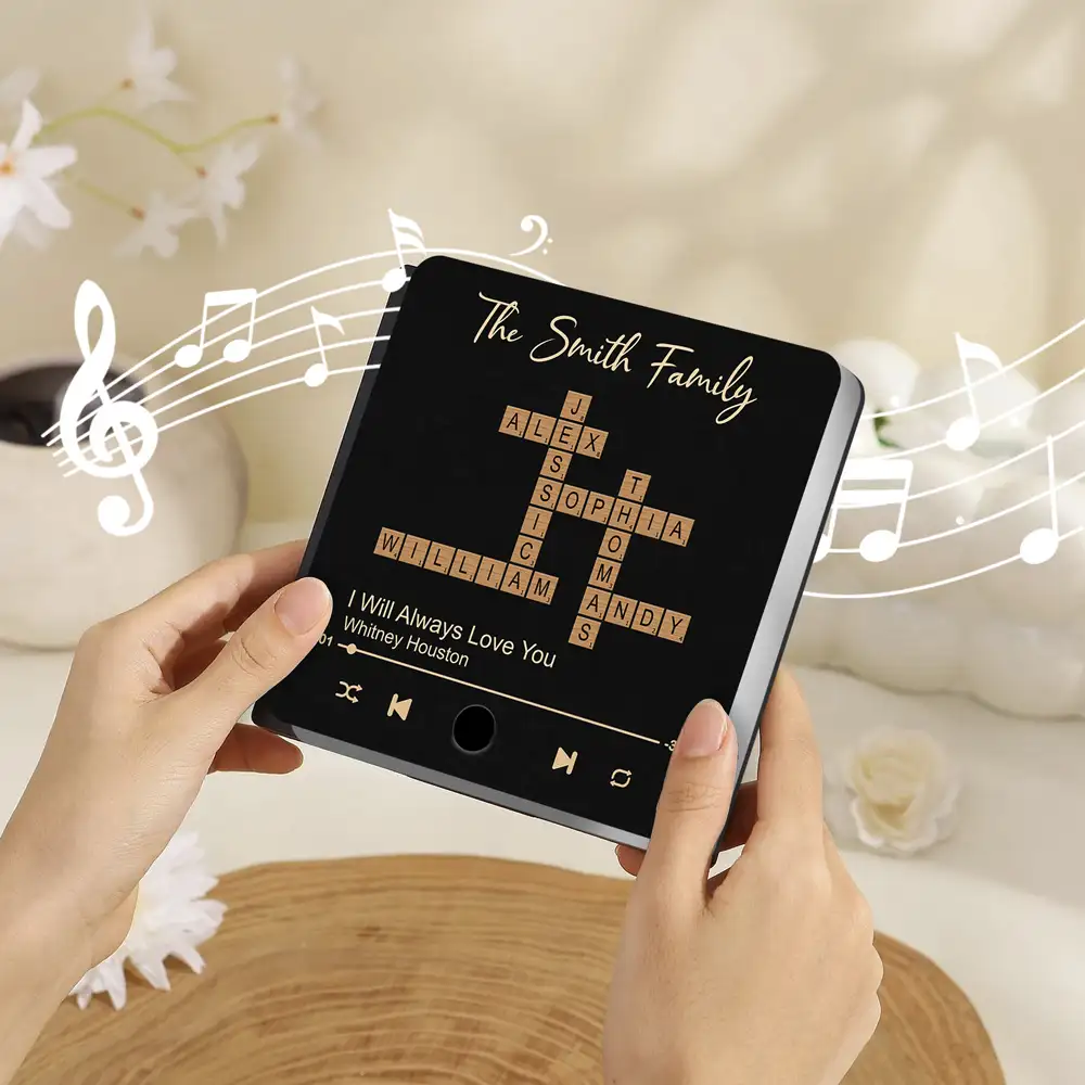 Personalized Crossword Acrylic Music Magnet – Family Names & Favorite Song, Touch-Play Gift for Every Household - Image 3