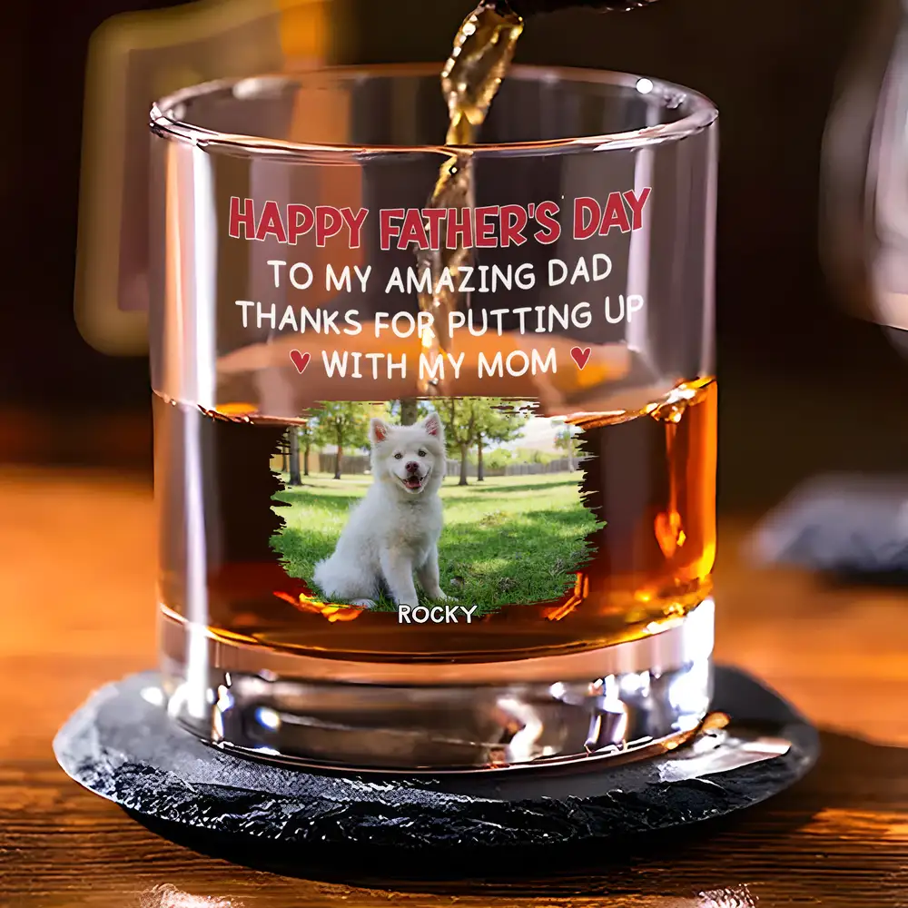 Custom Dog Dad Whiskey Glass – Personalized Father's Day Gift - Image 2